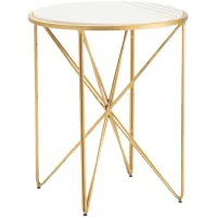 Crestview Collection Darby White Marble Top Accent Table with Gold Base