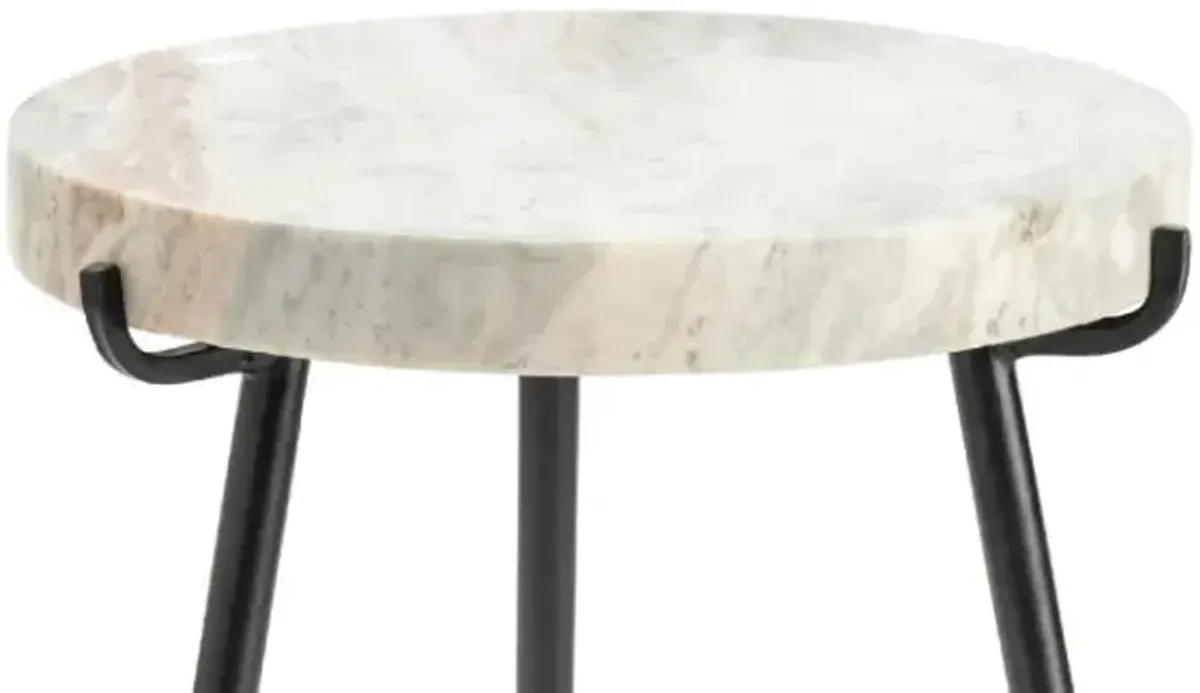 Crestview Collection Maxwell Light Gray Marble Top Accent Table with Black Base