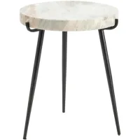 Crestview Collection Maxwell Light Gray Marble Top Accent Table with Black Base