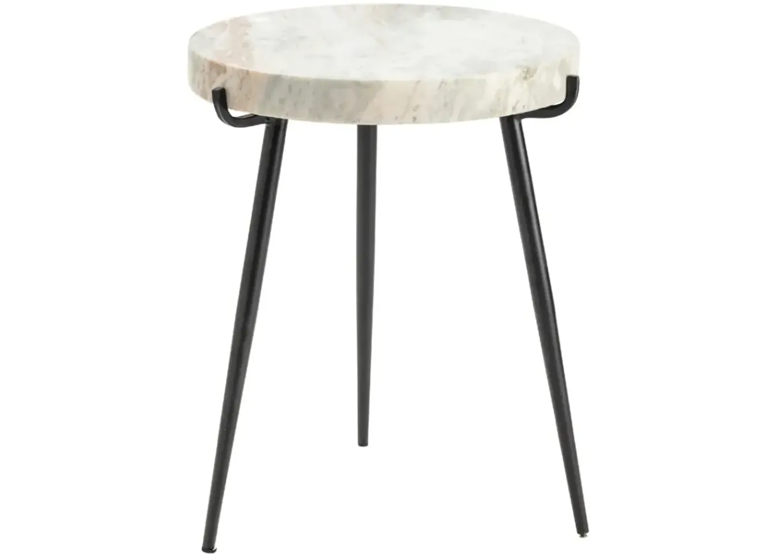 Crestview Collection Maxwell Light Gray Marble Top Accent Table with Black Base