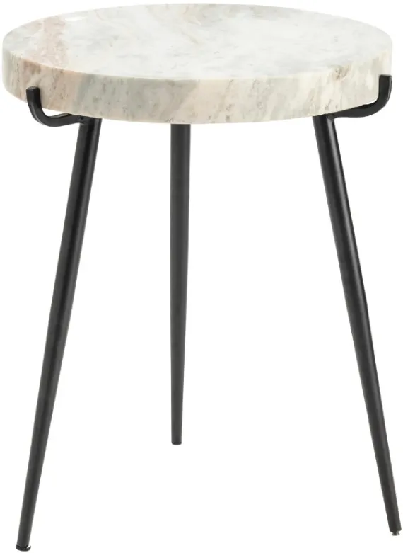 Crestview Collection Maxwell Light Gray Marble Top Accent Table with Black Base