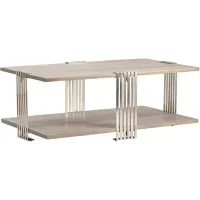 Crestview Collection Pleasant Hill Light Grey Cocktail Table with Nickel Base
