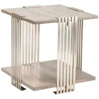 Crestview Collection Pleasant Hill Light Grey End Table with Nickel Base