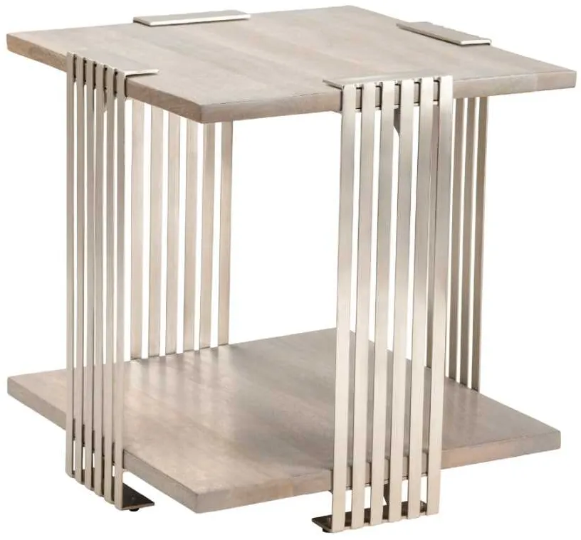 Crestview Collection Pleasant Hill Light Grey End Table with Nickel Base