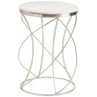 Crestview Collection Chaney White Marble Top Accent Table with Silver Base