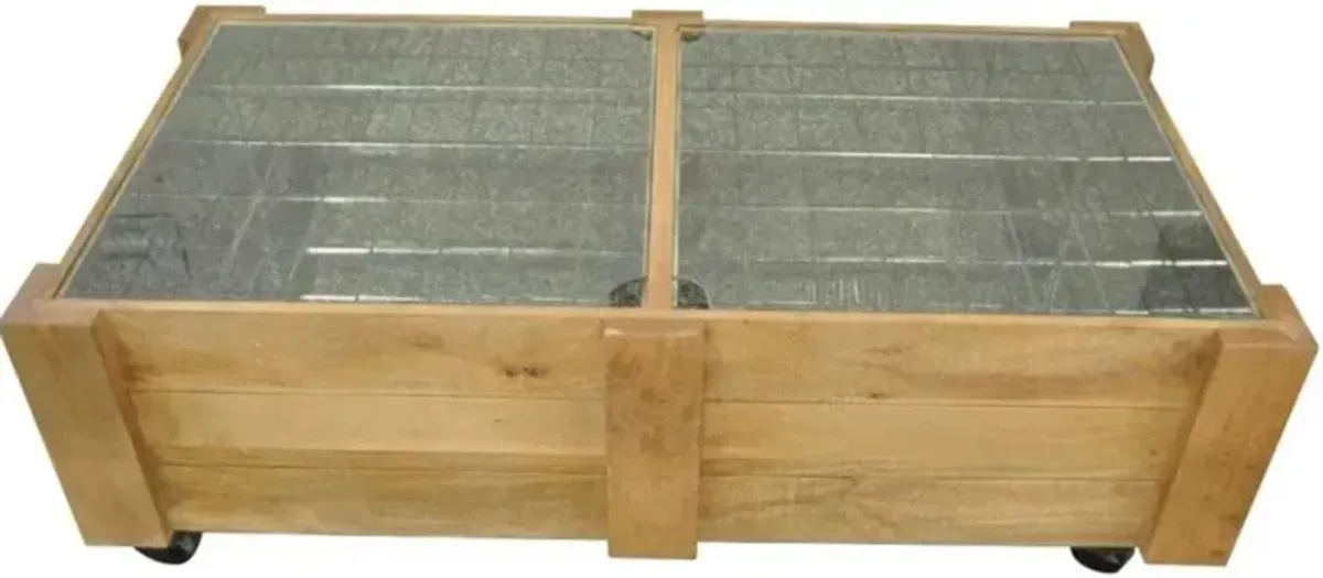 Crestview Collection Markham Antique Mirror Top Cocktail Table with Brown Base