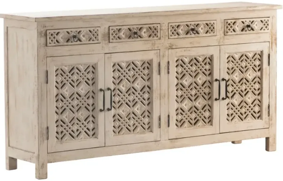 Crestview Collection Amelia Distressed White Sideboard