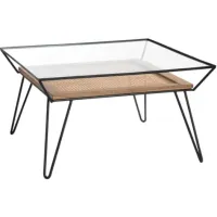 Crestview Collection Burnside Glass Top Cocktail Table with Black Frame