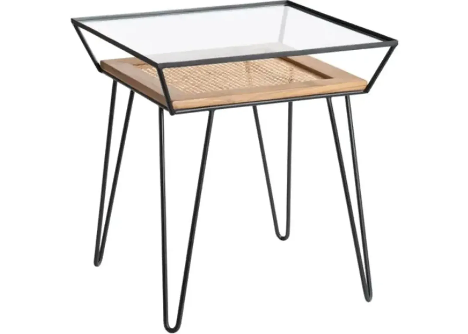 Crestview Collection Burnside Glass Top End Table with Black Frame