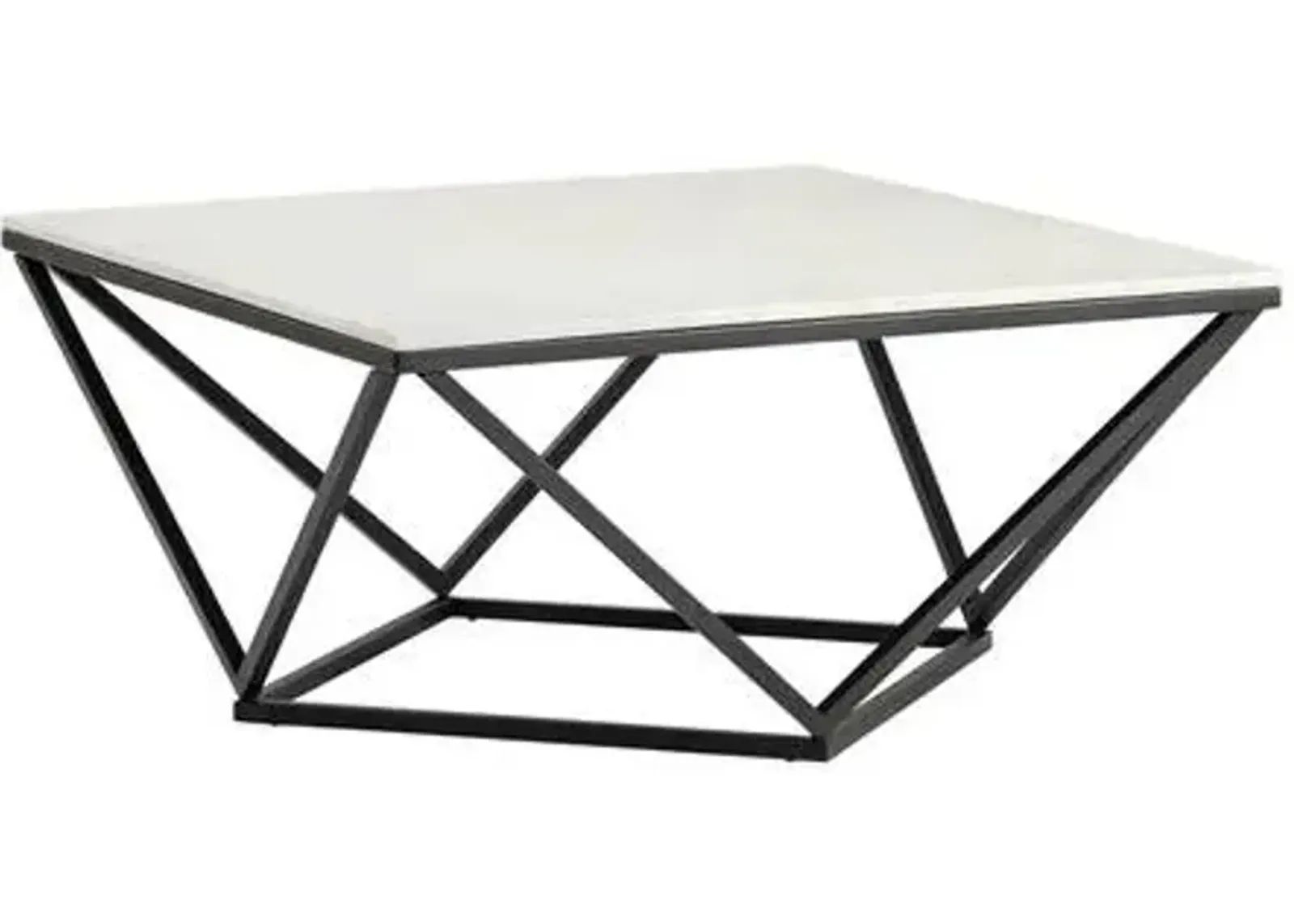 Crestview Collection Baxtor White Marble Top Cocktail Table with Black Base