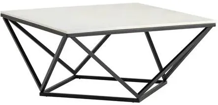 Crestview Collection Baxtor White Marble Top Cocktail Table with Black Base