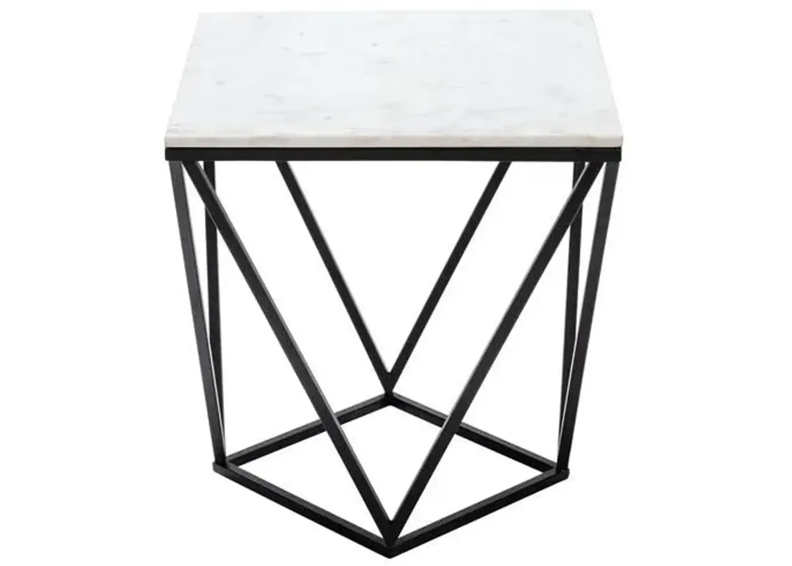 Crestview Collection Baxtor White Marble Top End Table with Black Base