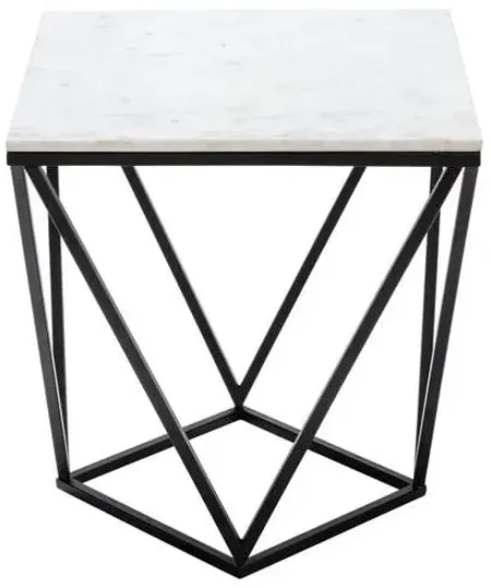 Crestview Collection Baxtor White Marble Top End Table with Black Base