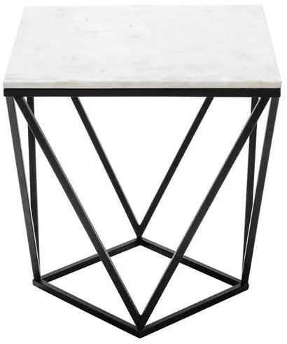 Crestview Collection Baxtor White Marble Top End Table with Black Base