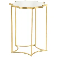 Crestview Collection Robyn White Marble Top Accent Table with Gold Base