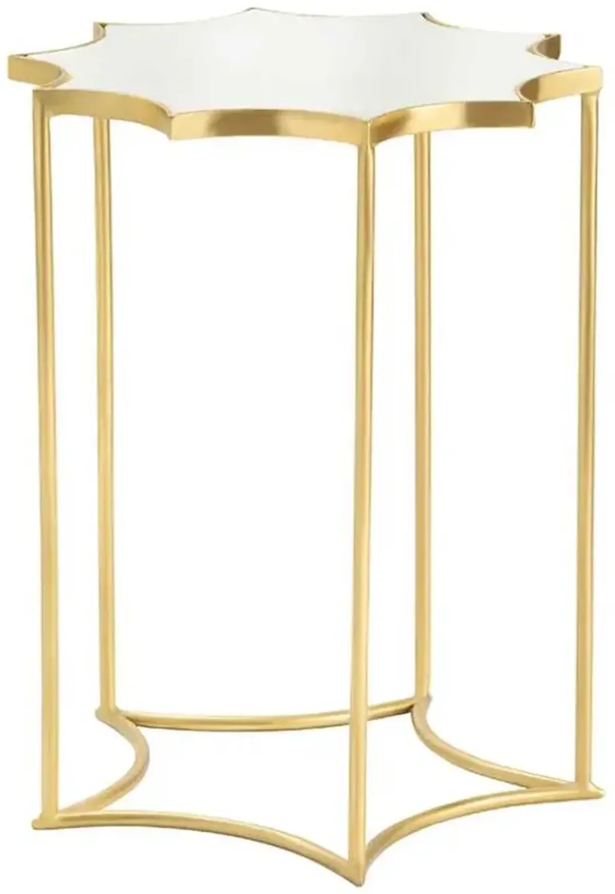 Crestview Collection Robyn White Marble Top Accent Table with Gold Base