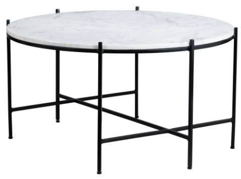 Crestview Collection Talley White Coffee Table with Black Base