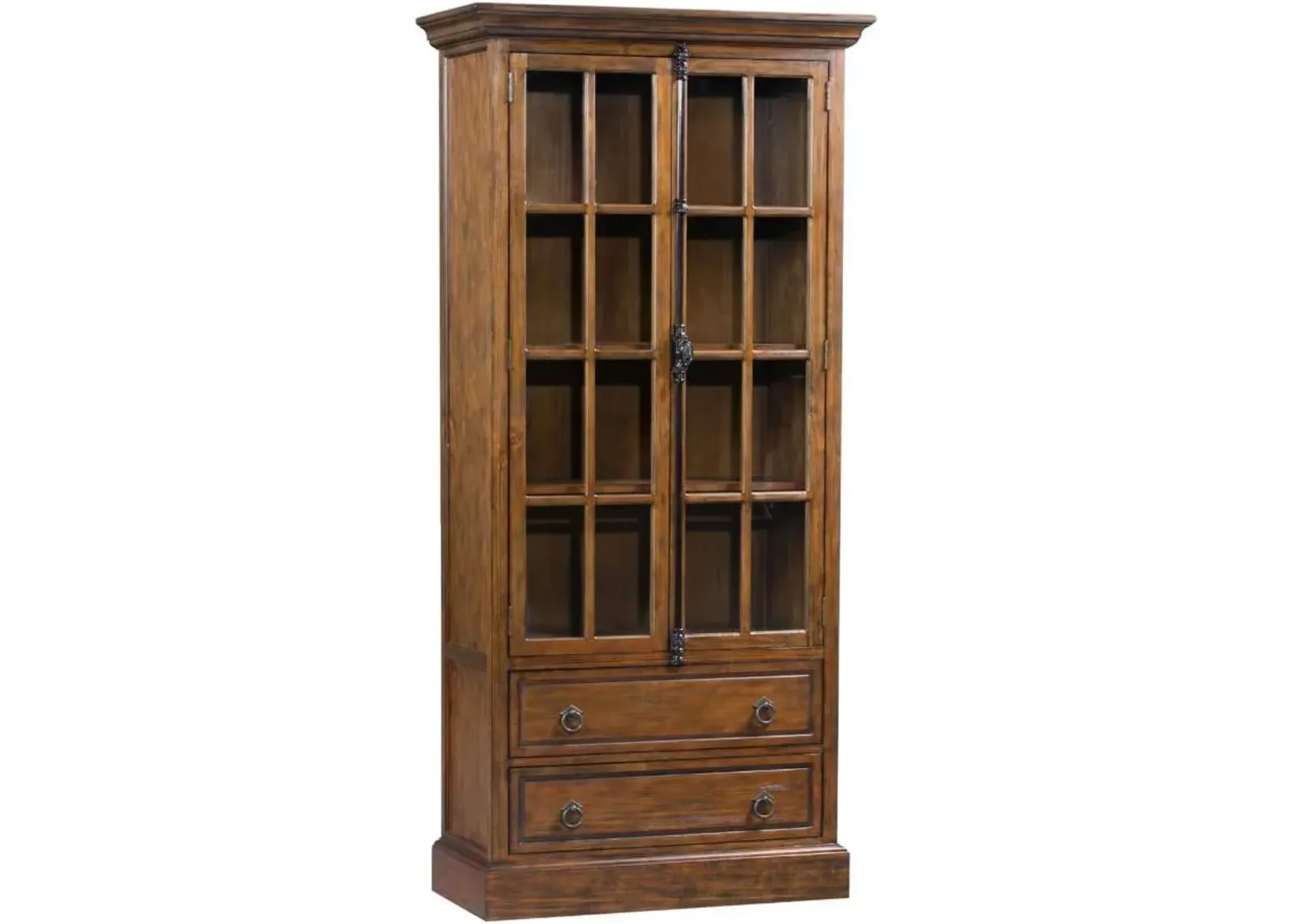 Crestview Collection Hawthorne Estate Distressed Pecan Curio Cabinet