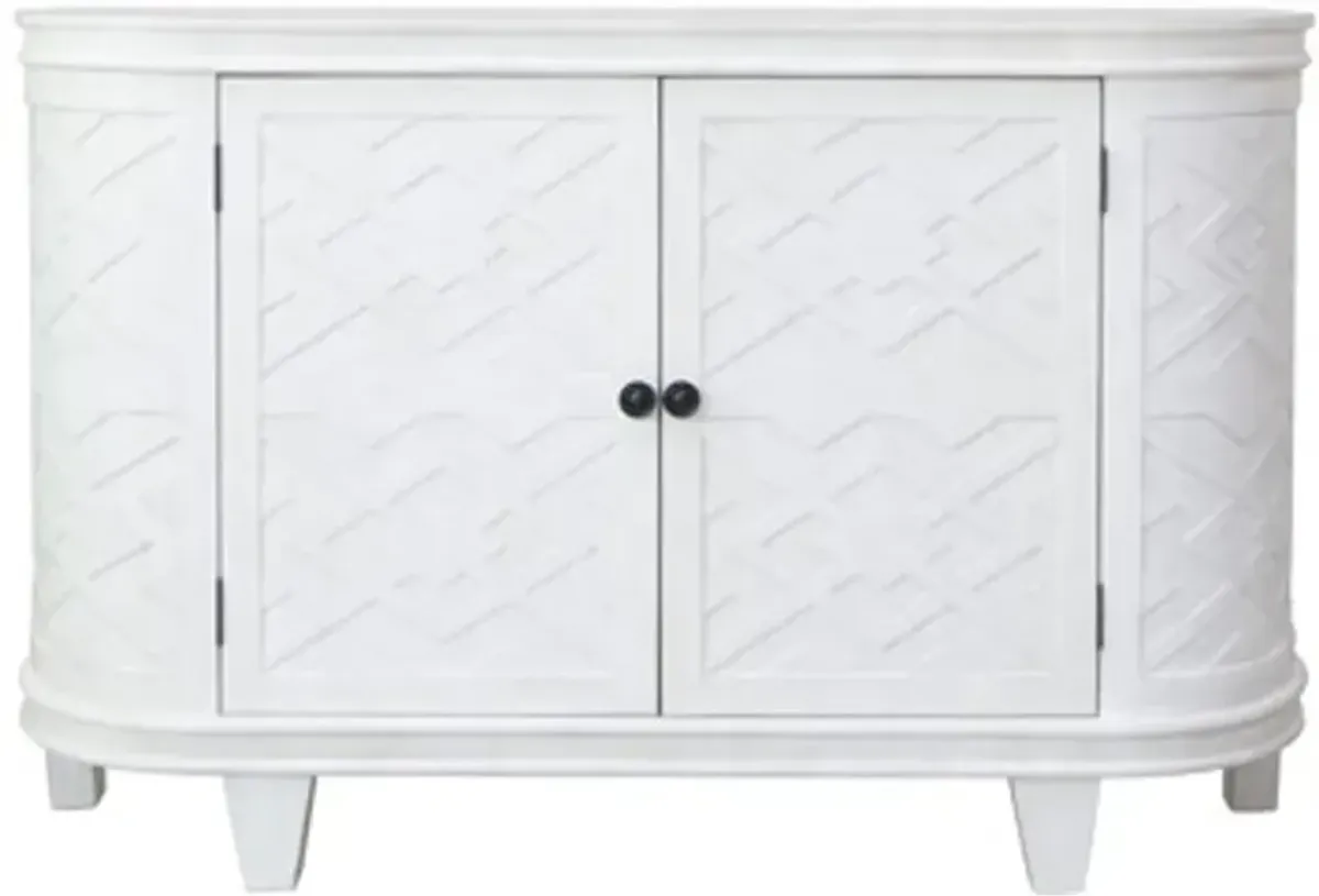 Crestview Collection Hawthorne Estate White Curved Fretwork Credenza