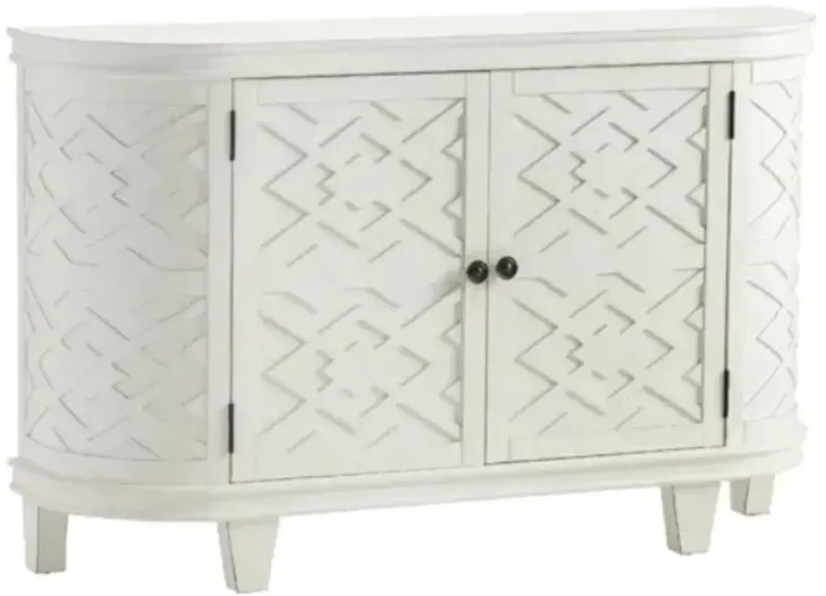 Crestview Collection Hawthorne Estate White Curved Fretwork Credenza