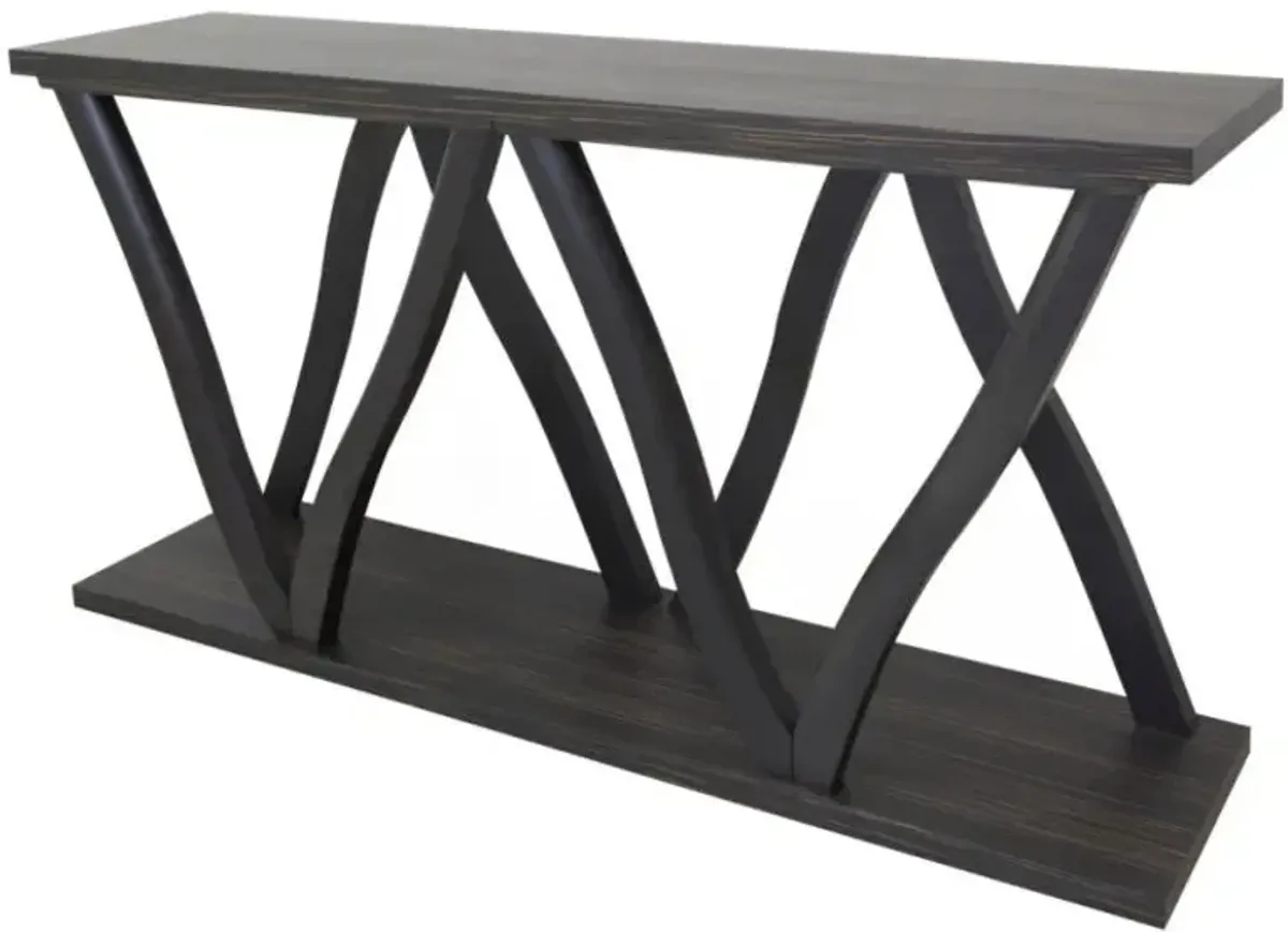 Crestview Collection Rainey Hawthorne Estate Dark Zebrawood Console with Black Frame