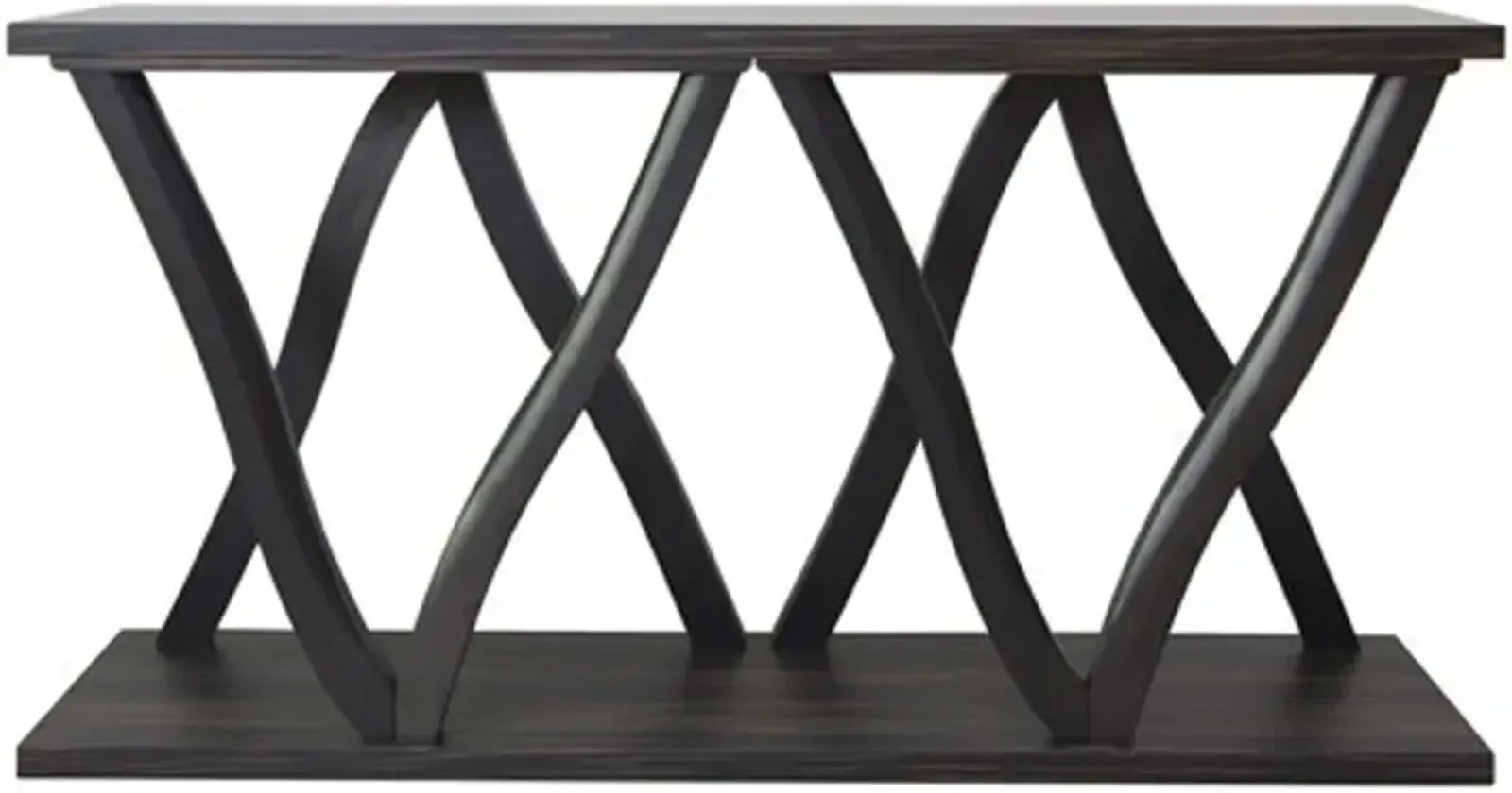 Crestview Collection Rainey Hawthorne Estate Dark Zebrawood Console with Black Frame