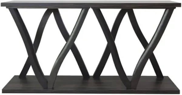 Crestview Collection Rainey Hawthorne Estate Dark Zebrawood Console with Black Frame