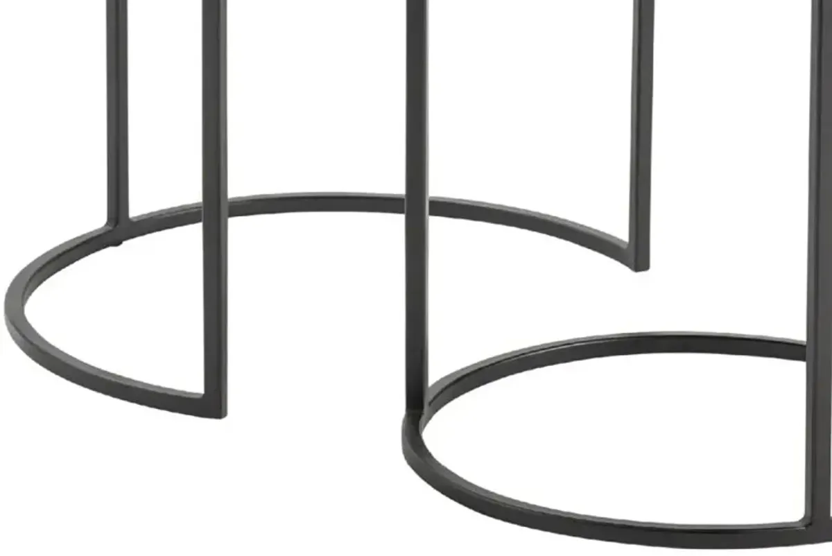 Crestview Collection Hudson 2-Piece Gold Nesting Table Set with Black Base