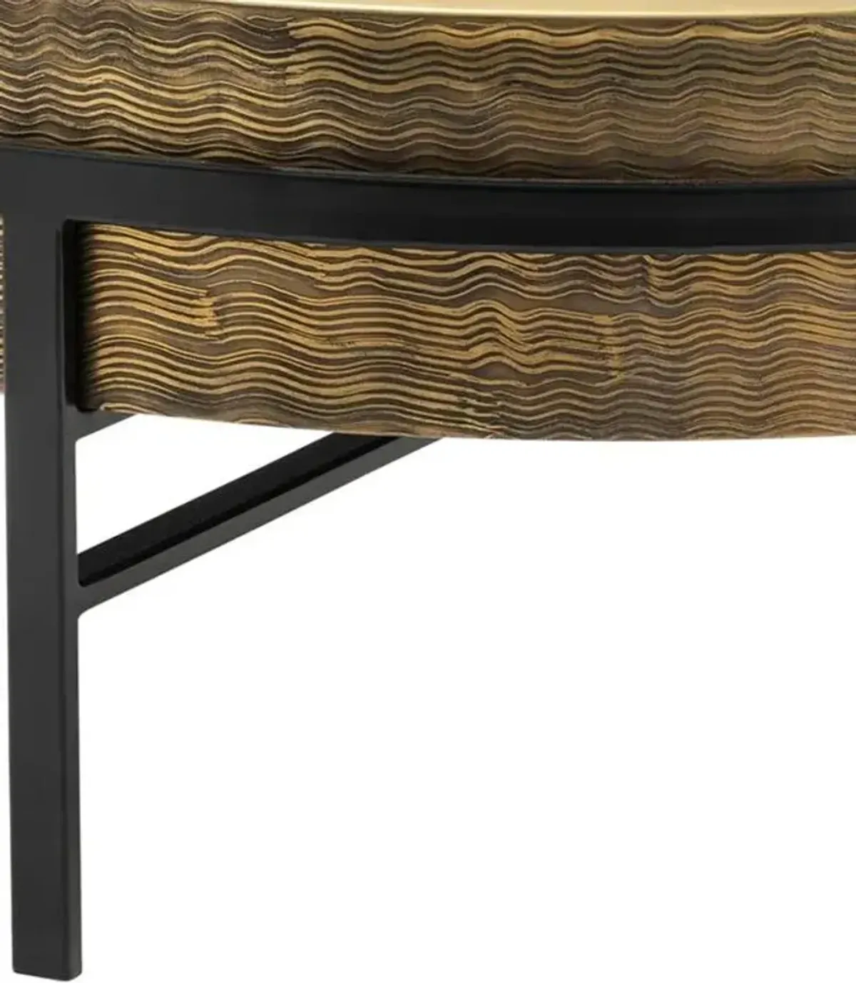 Crestview Collection Hudson Gold Cocktail Table with Black Base