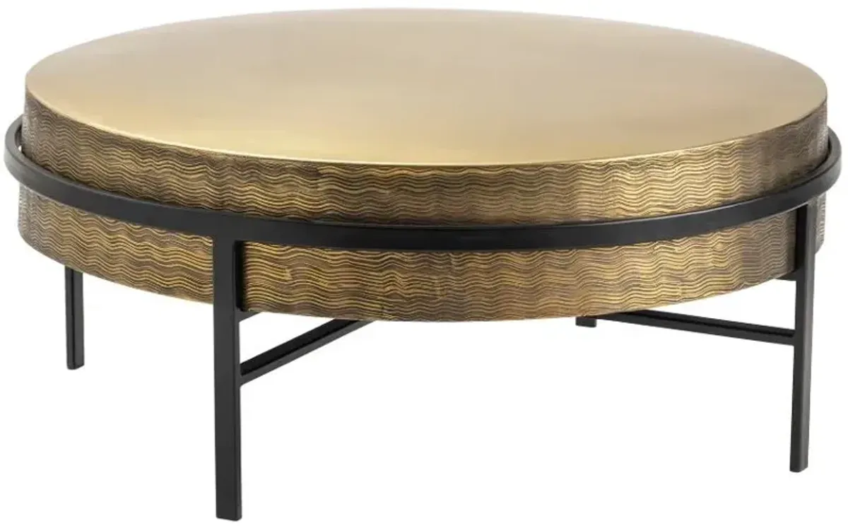 Crestview Collection Hudson Gold Cocktail Table with Black Base