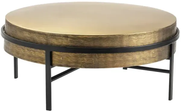 Crestview Collection Hudson Gold Cocktail Table with Black Base