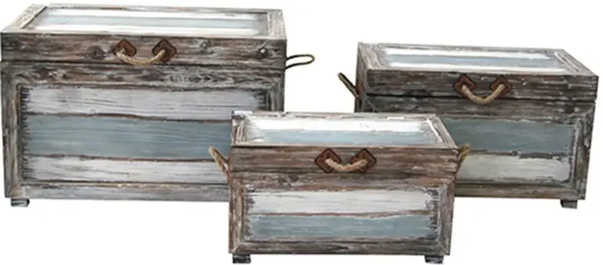 Crestview Collection Nantucket Weathered Wood Trunks