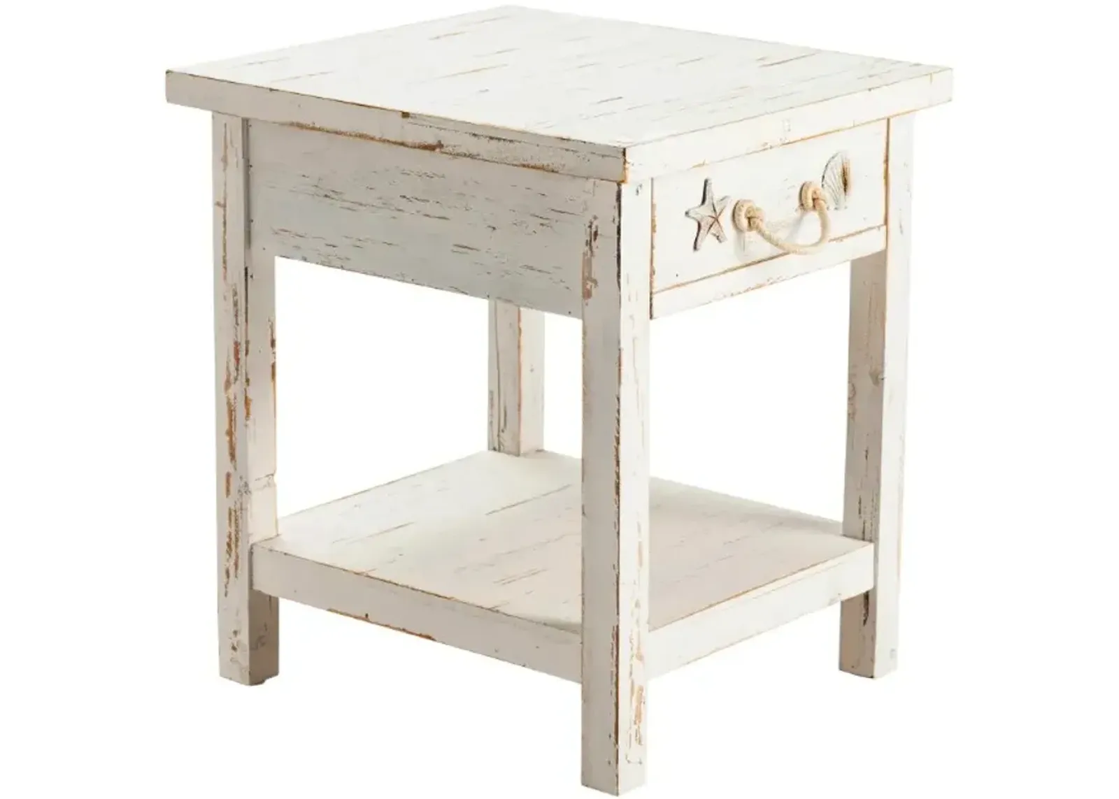 Crestview Collection Seaside White Coastal End Table