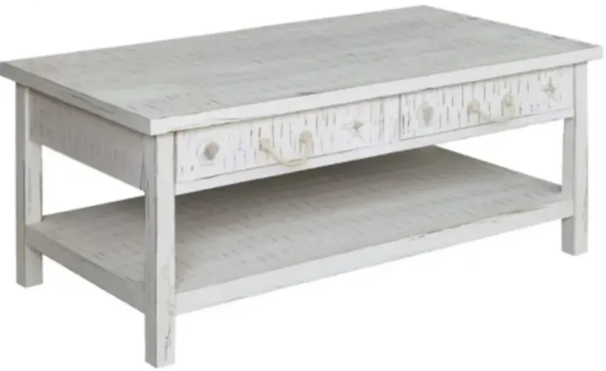 Crestview Collection Seaside White Coastal Cocktail Table