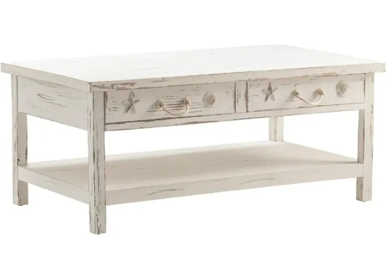 Crestview Collection Seaside White Coastal Cocktail Table