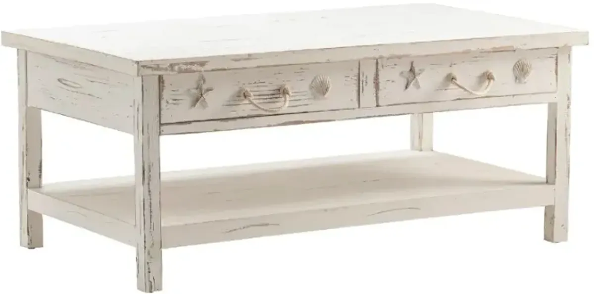 Crestview Collection Seaside White Coastal Cocktail Table