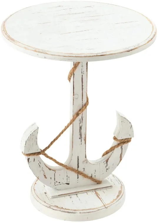 Crestview Collection Harbor Distressed White Accent Table