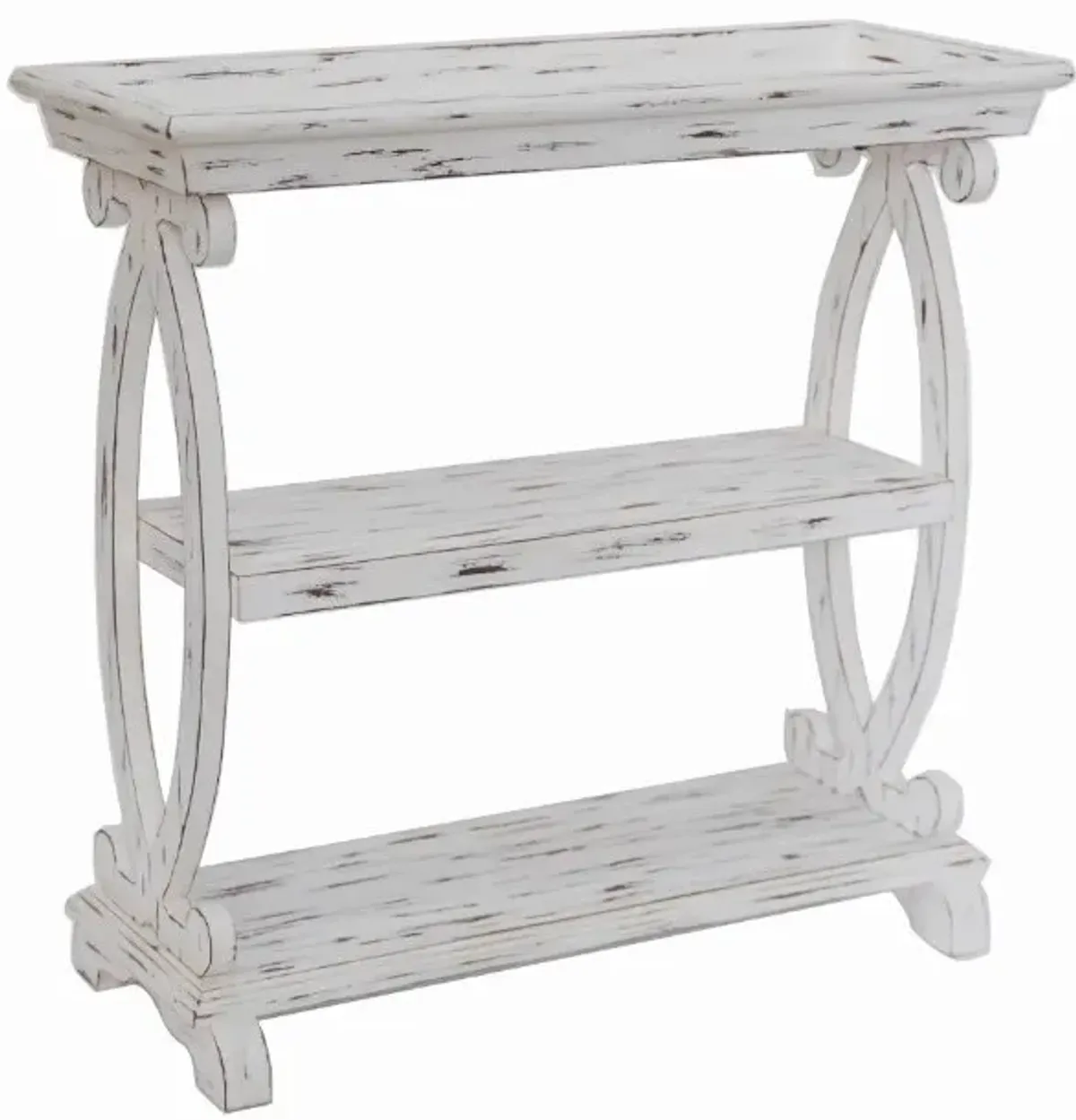 Crestview Collection Newport Distressed White Console Table