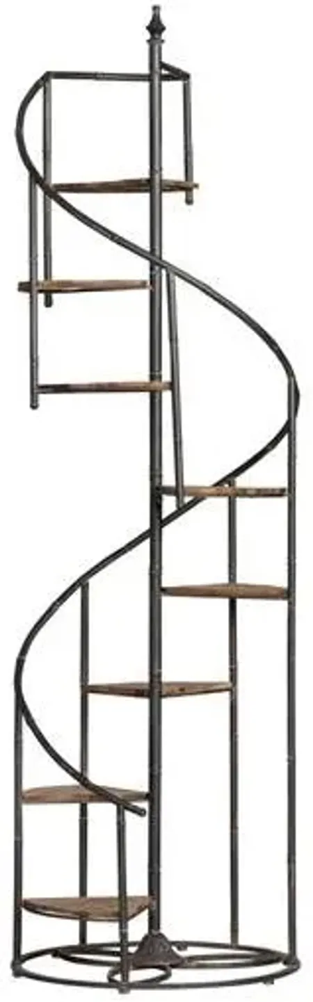 Crestview Collection Darby Metal and Wood Spiral Staircase Display Piece