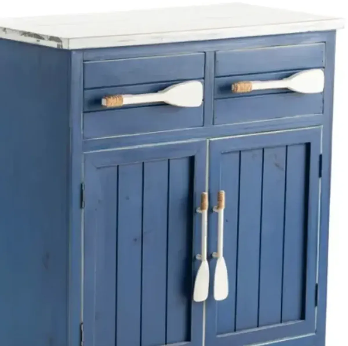 Crestview Collection Cape May Azure Blue and White Paddle Cabinet