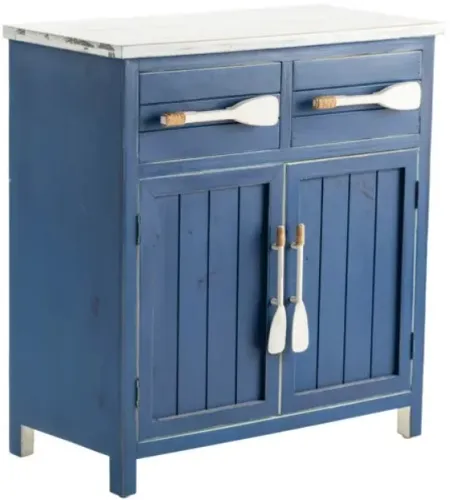 Crestview Collection Cape May Azure Blue and White Paddle Cabinet