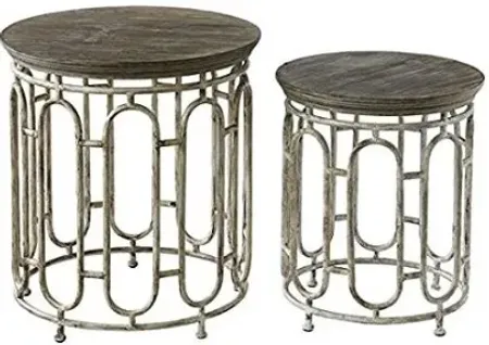 Crestview Collection Allyson Textured Metal and Wood Set of Tables