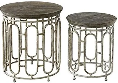Crestview Collection Allyson Textured Metal and Wood Set of Tables