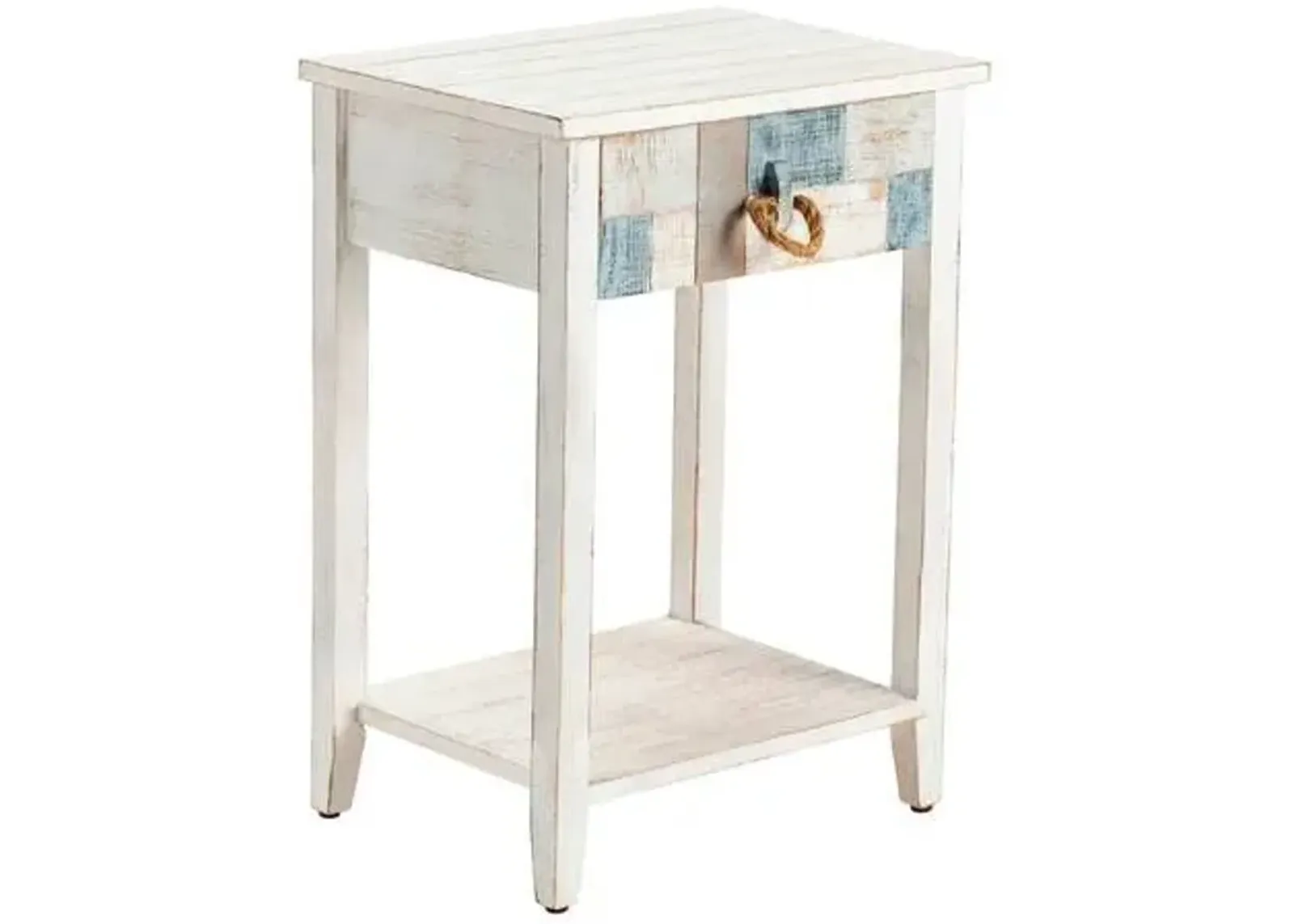 Crestview Collection South Shore White Accent Table with Blue Accents