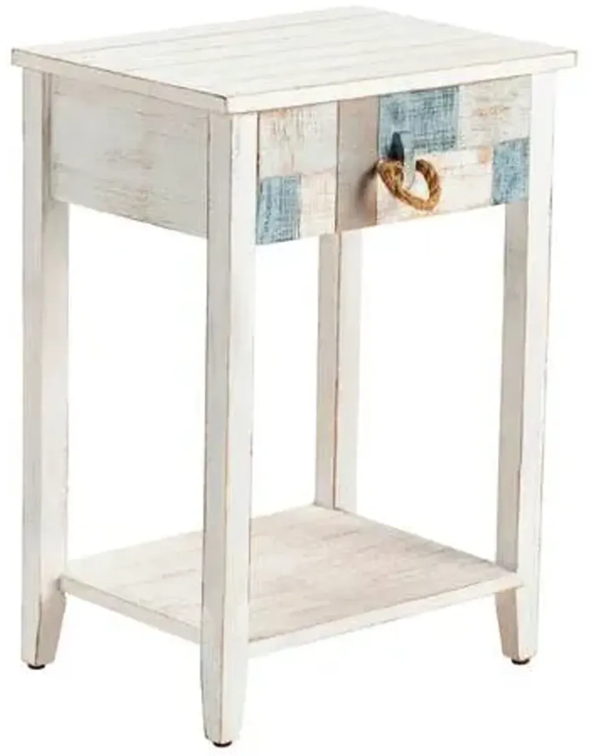 Crestview Collection South Shore White Accent Table with Blue Accents