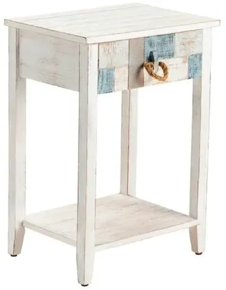 Crestview Collection South Shore White Accent Table with Blue Accents