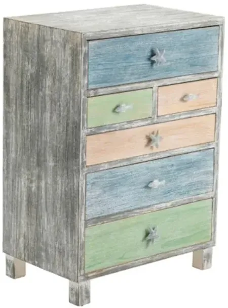 Crestview Collection Key West Grey Driftwood and Multi Color Nautical Chest