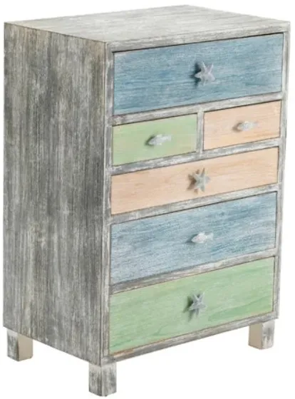 Crestview Collection Key West Grey Driftwood and Multi Color Nautical Chest