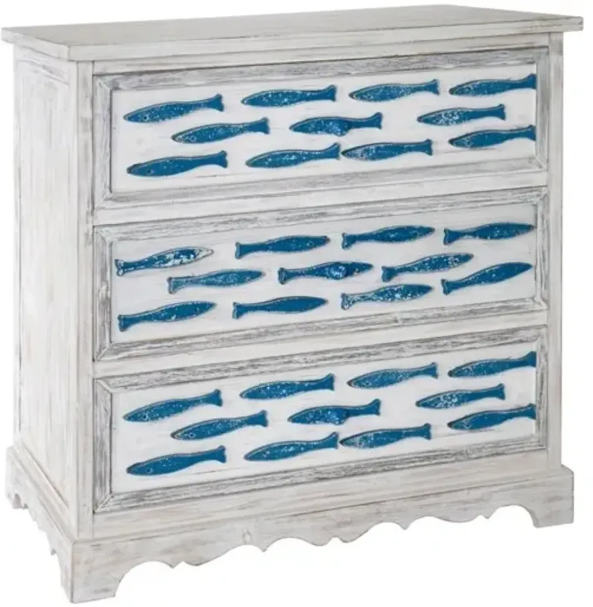 Crestview Collection Swimming Upstream Antique White Chest