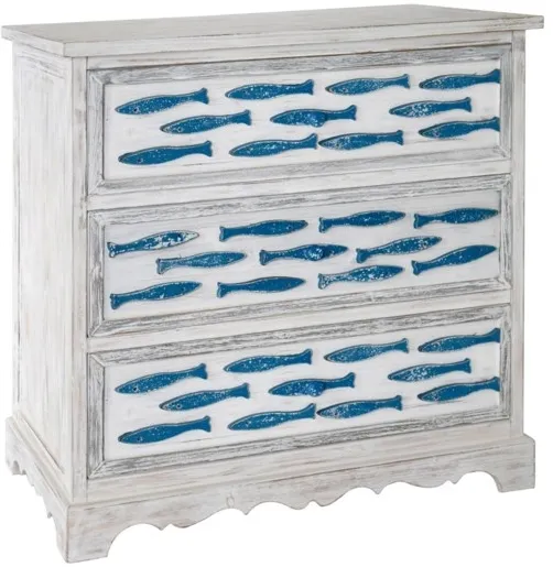 Crestview Collection Swimming Upstream Antique White Chest